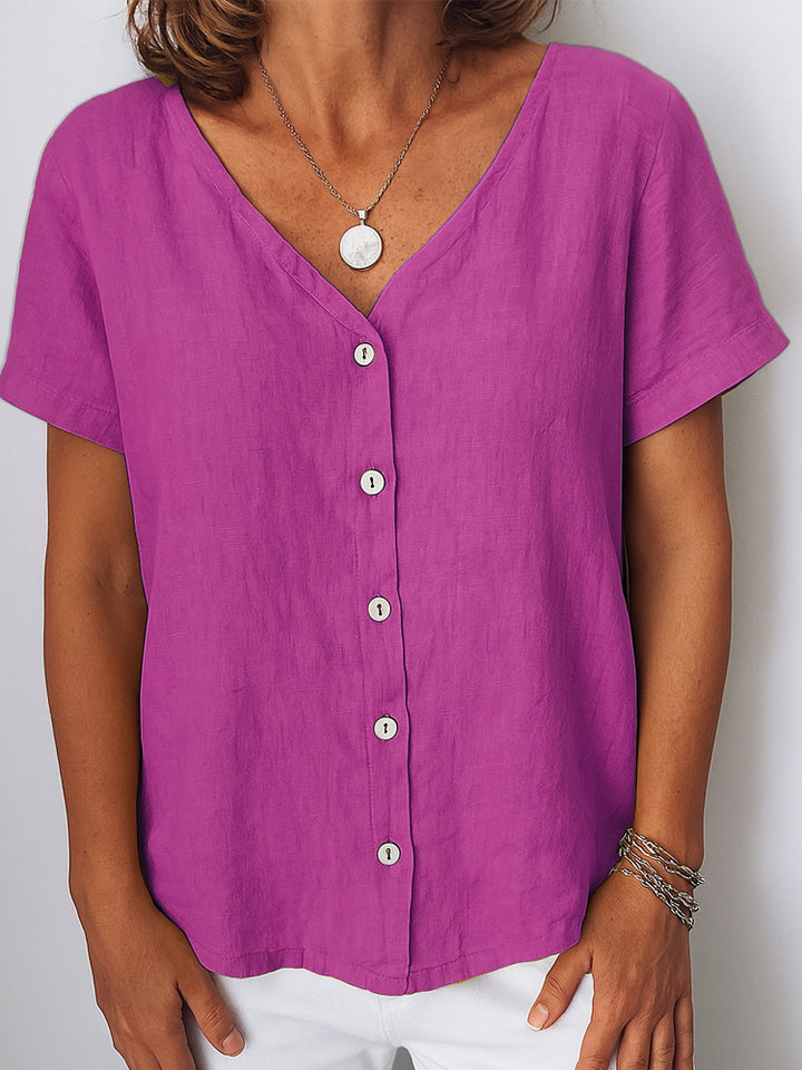 Damen Leinenbluse mit Knopfdetails Echo Archiv