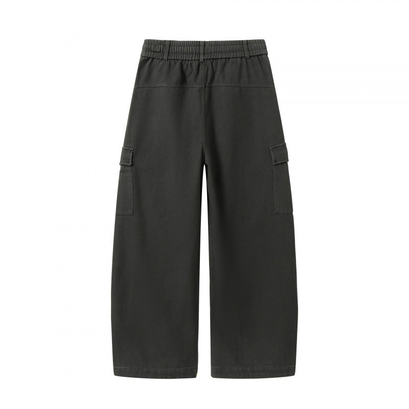 Damen Weite Cargo-Hose mit Tunnelzugbund, aufgesetzten Pattentaschen und weitem Bein Echo Archiv