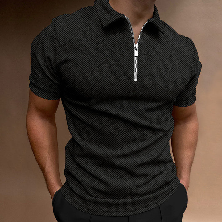 Herren strukturiertes Kurzarm-Zip-Polo Echoarchiv