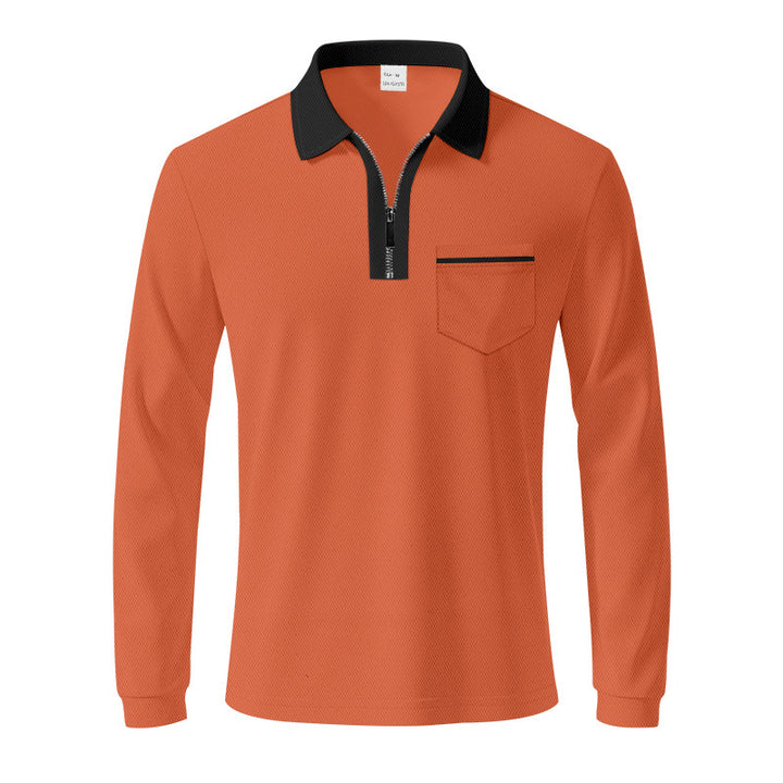 Herren Langarm-Polo mit Reißverschluss und Brusttasche Echoarchiv