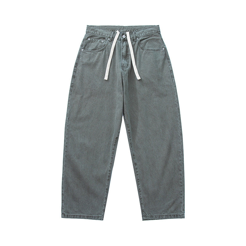 Herren Weite Baggy-Jeans aus gewaschener Denim mit elastischem Kordelzugbund Echoarchiv