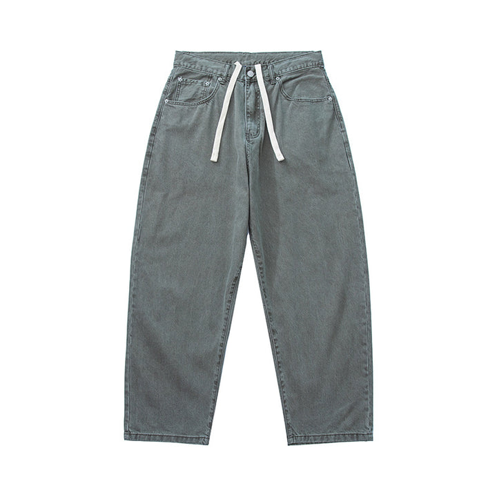 Herren Weite Baggy-Jeans aus gewaschener Denim mit elastischem Kordelzugbund Echoarchiv