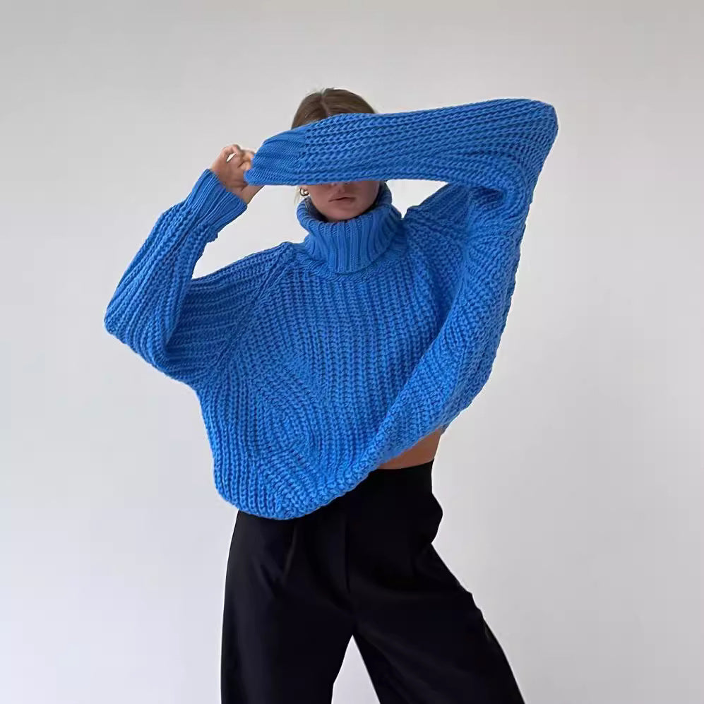 Damen Oversized Grobstrick-Pullover mit Rollkragen und weitem Schnitt Echoarchiv