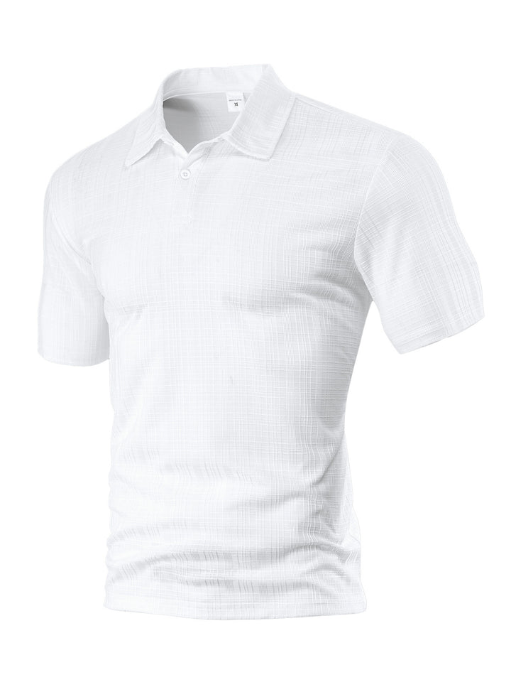 Herren nan leichtes Struktur-Kurzarm-Polo mit Hemdkragen und Ein-Knopfleiste Echo Archiv