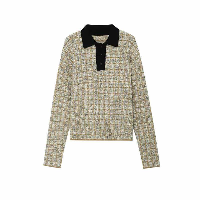 Damen Bouclé-Polo-Strickpullover mit Tweed-Effekt Echo Archiv