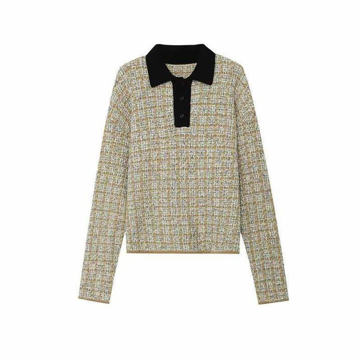 Damen Bouclé-Polo-Strickpullover mit Tweed-Effekt Echo Archiv