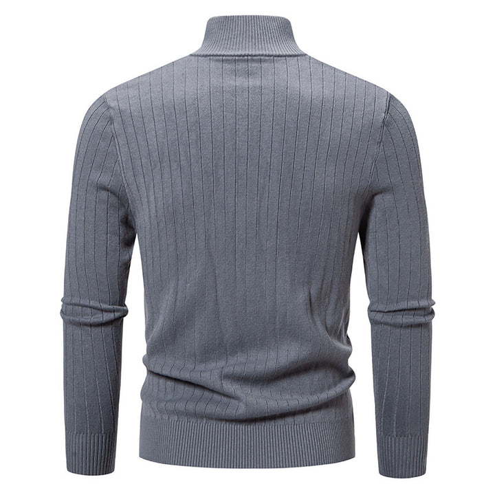Herren Schmal geschnittene Feinstrick-Zipjacke mit Stehkragen und markanter Rippstruktur Echo Archiv