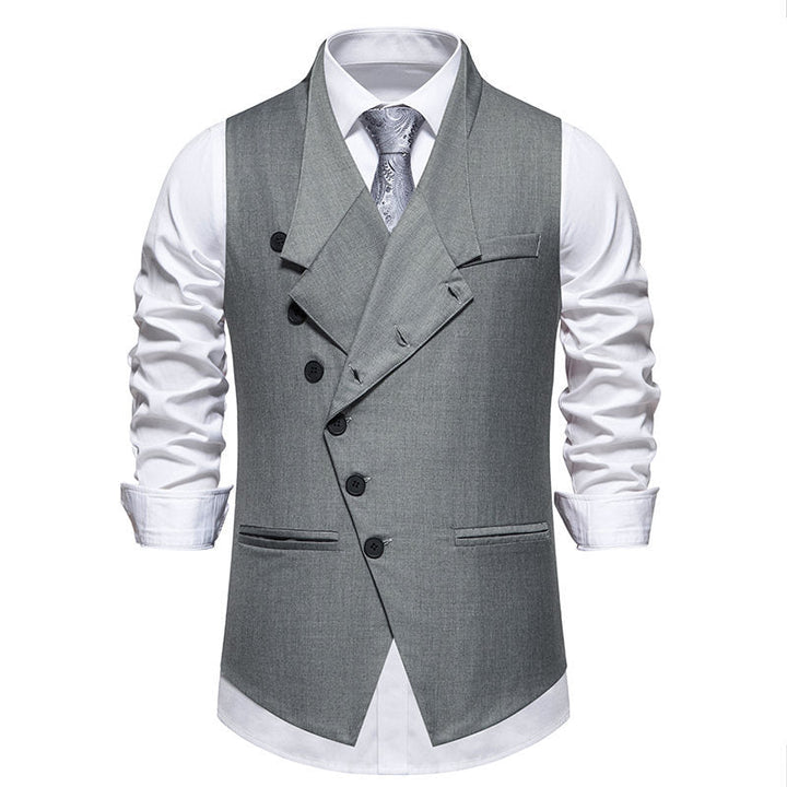 Herren elegante Anzugweste mit asymmetrischem Kragen und Echoarchivrnen Akzenten Echoarchiv