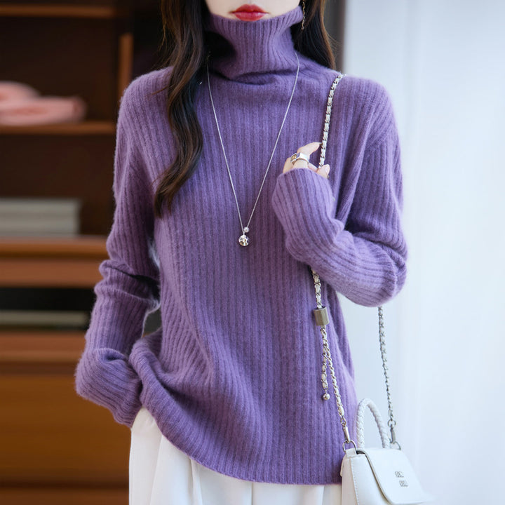 Damen Schlanker Feinstrick-Rollkragenpullover mit feiner Rippenstruktur und kaschmirähnlicher Haptik Echoarchiv