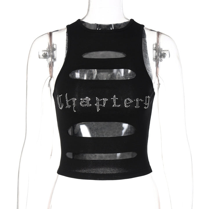 Damen Schulterfreies Cut-Out Top mit Glitzer-Print Echo Archiv