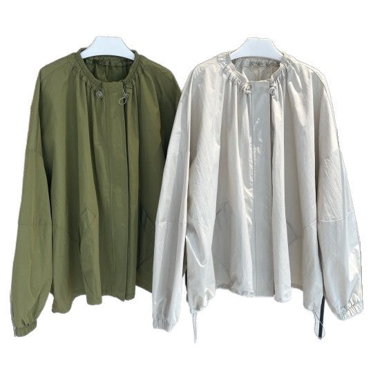 Damen Oversize Übergangsparka mit Kordelkragen und elastischen Bündchen Echoarchiv