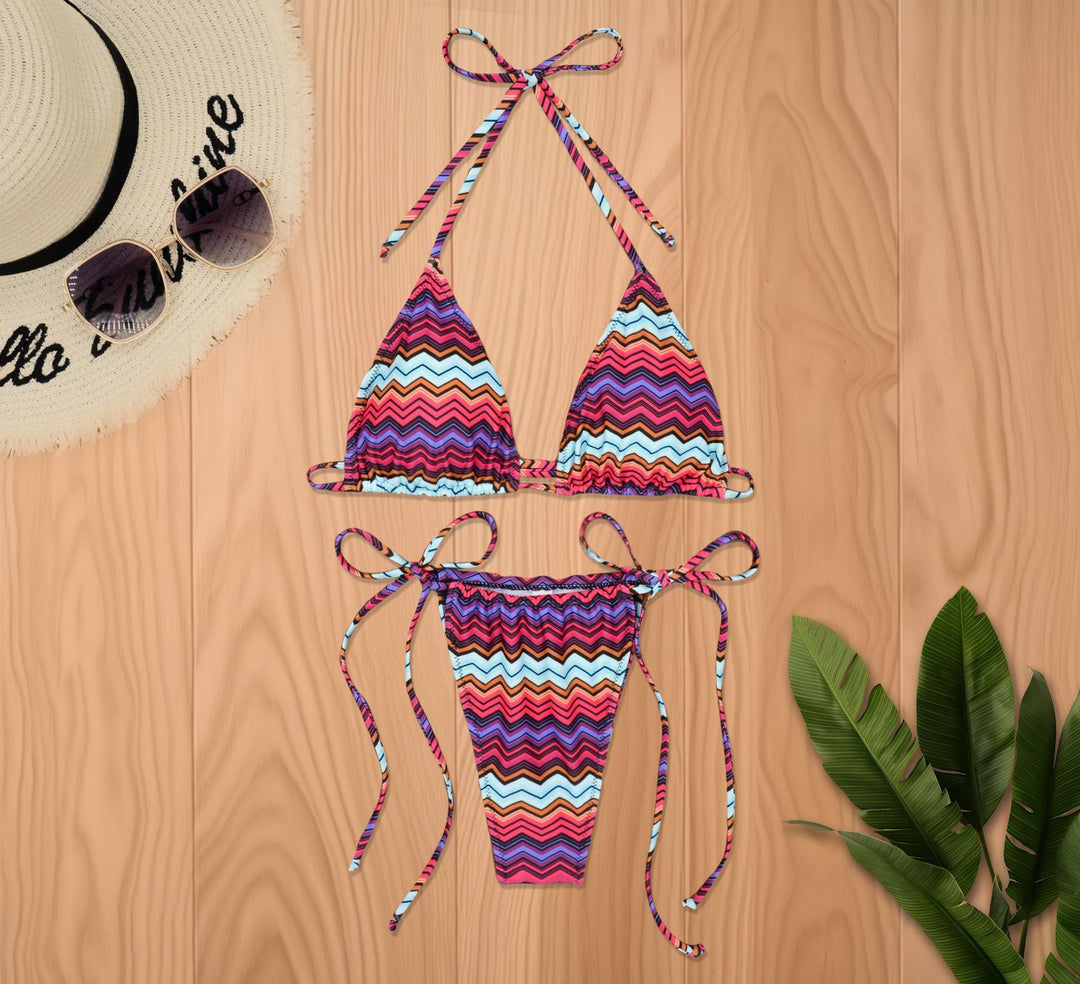 Damen Triangel-Bikini mit floralem Design und verstellbaren Bindebändern Echo Archiv