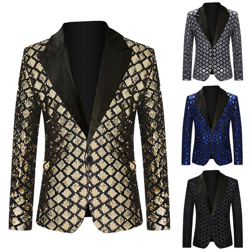 Herren Pailletten Blazer im modernen Design mit elegantem Revers Echoarchiv
