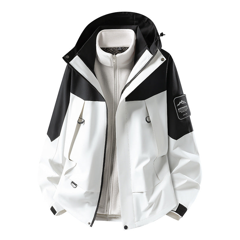 Unisex wasserfeste zweilagige Softshell-Regenjacke mit herausnehmbarem Fleecefutter und Kapuze Echoarchiv