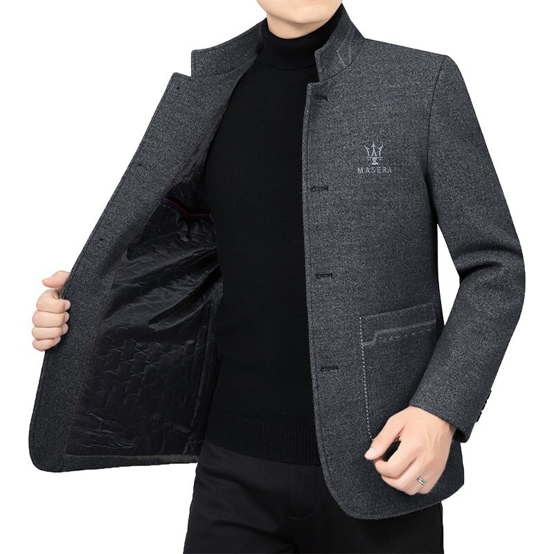 Herren Kurzmantel mit Stehkragen und aufgesetzten Taschen aus Wollmischung – Montevé