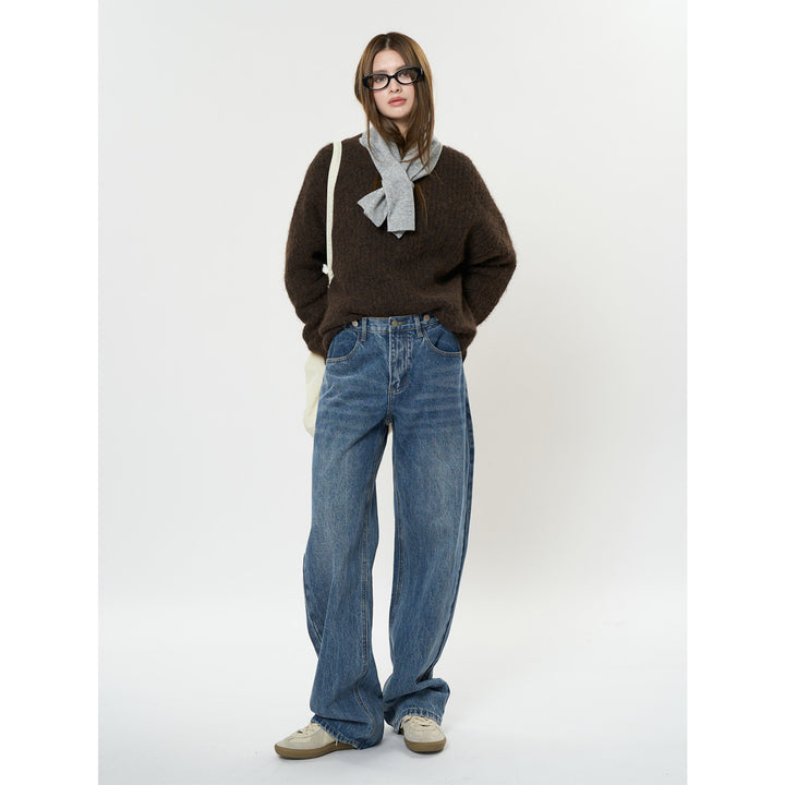 Damen Relaxte Vintage-Denim Baggy-Jeans mit hohem Bund und extra weitem Bein Echoarchiv