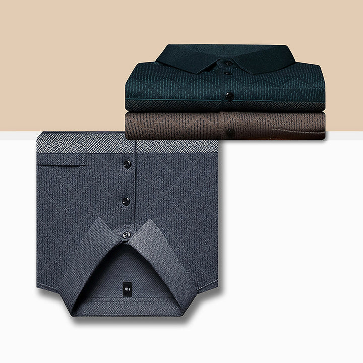 Herren Langarm Poloshirt mit strukturiertem Design Echoarchiv