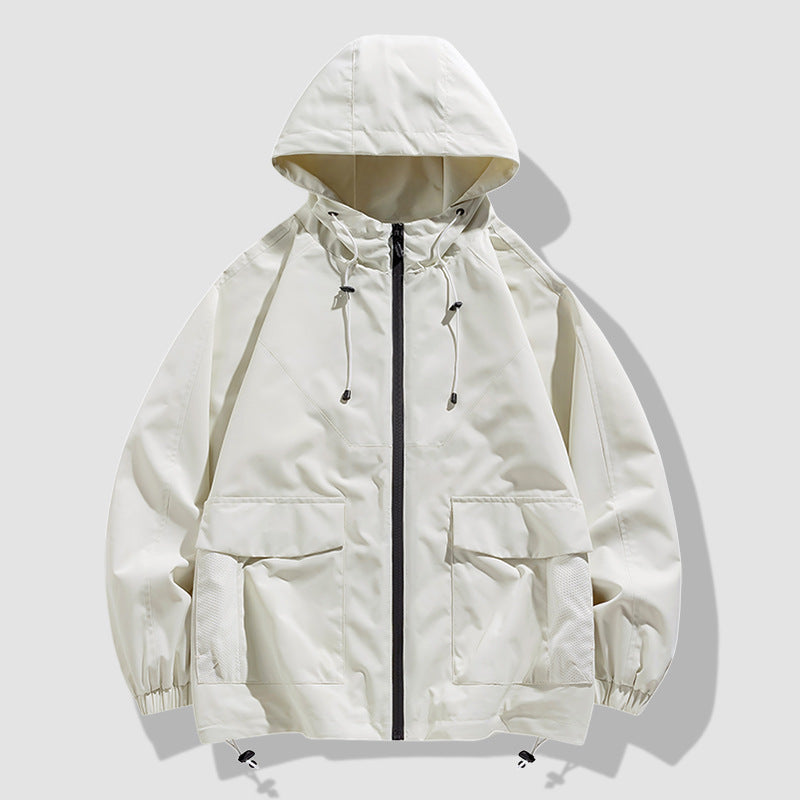 Herren Oversize Kapuzen-Windbreaker mit Multi‑Taschen, Mesh‑Einsätzen und Kordelzug Echo Archiv