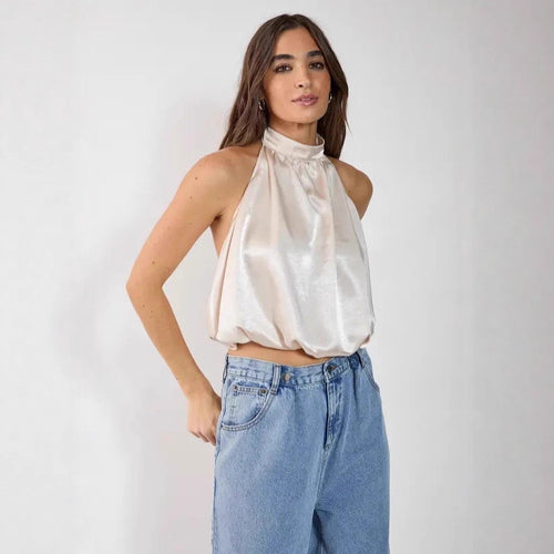 Damen Satin-Haltertop mit gerafftem Ausschnitt Echo Archiv