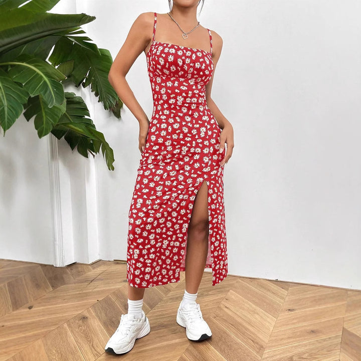 Damen figurbetontes Midikleid mit Raffung und Schlitz Echo Archiv