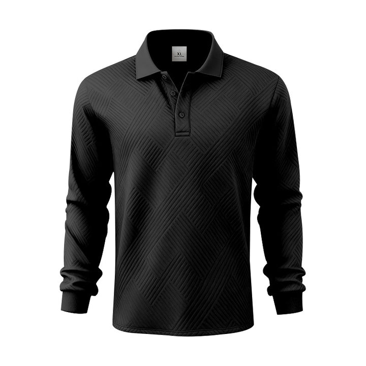 Herren nan langärmeliges Poloshirt aus strukturiertem Jacquardstrick Echo Archiv