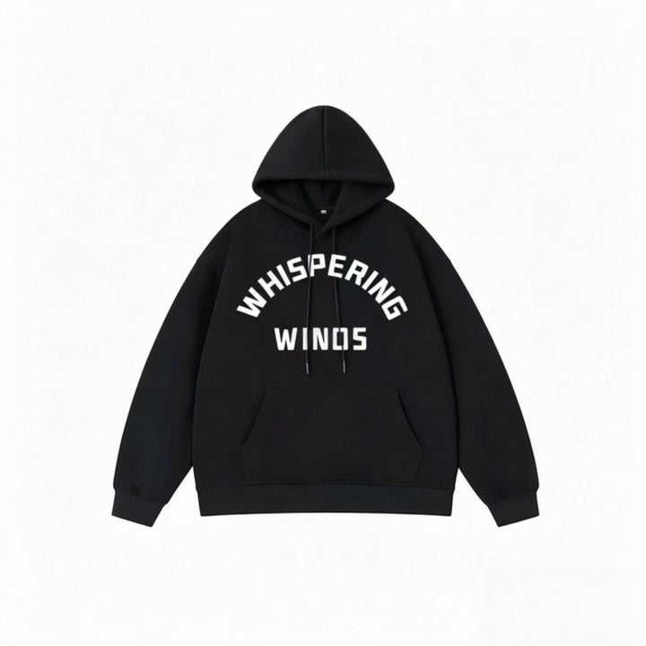 Unisex Oversize-Kapuzenpullover mit gebogenem Statement-Print und Kängurutasche Echo Archiv