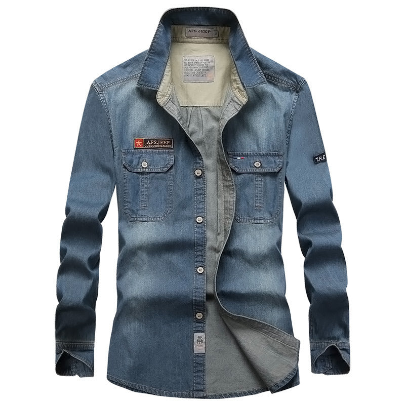 Herren Modisches Denim-Hemd mit Utility-Taschen Echo Archiv