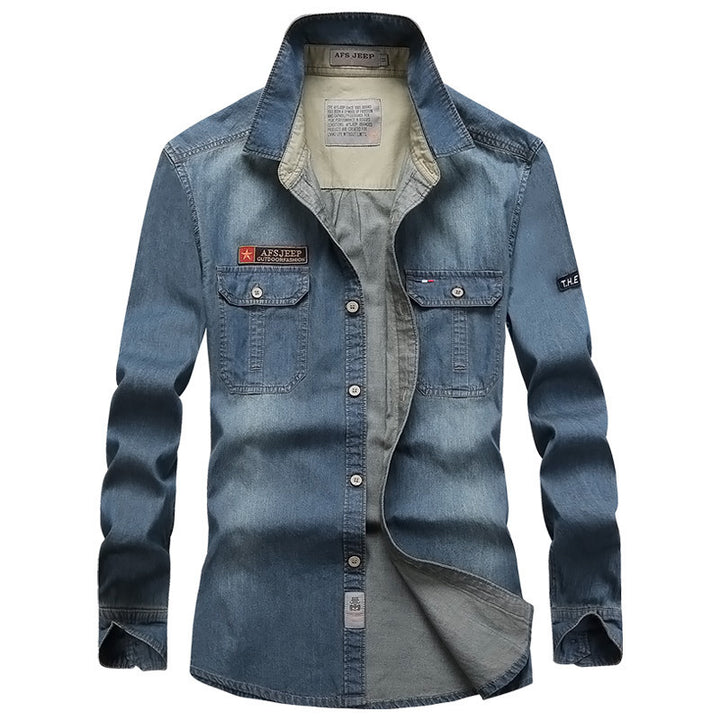 Herren Modisches Denim-Hemd mit Utility-Taschen Echo Archiv
