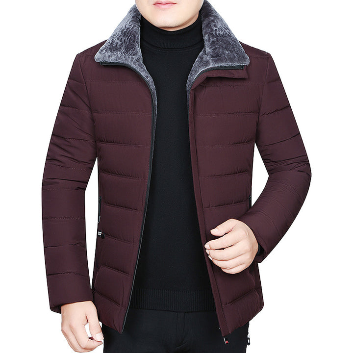 Herren Wattierte Winterjacke mit weichem Plüschfutter, Stehkragen und schmaler Steppung – Marzano