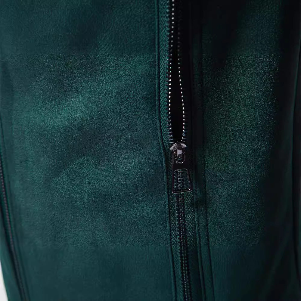 Herren nan Velourslederjacke mit Stehkragen, schmaler Passform und Reißverschlusstaschen Echo Archiv