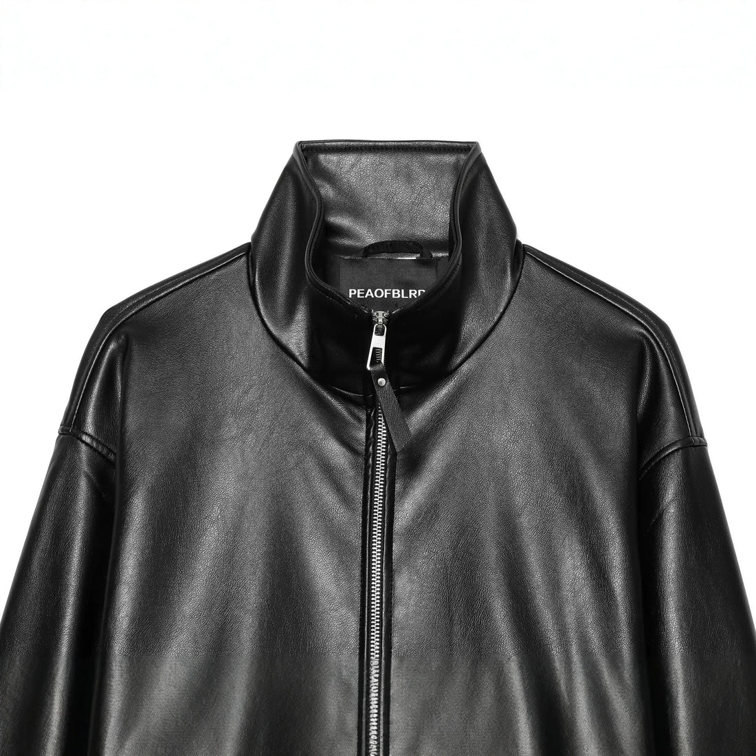 Damen Gekürzte Kunstlederjacke mit Stehkragen und Reißverschluss Echoarchiv