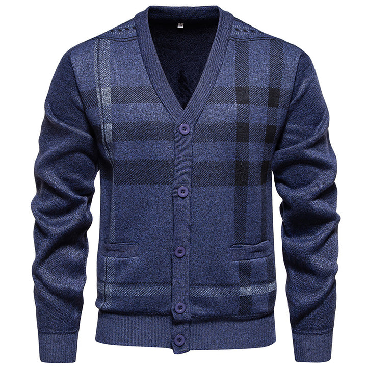 Herren modische Strickjacke mit klassischem Karomuster Echoarchiv