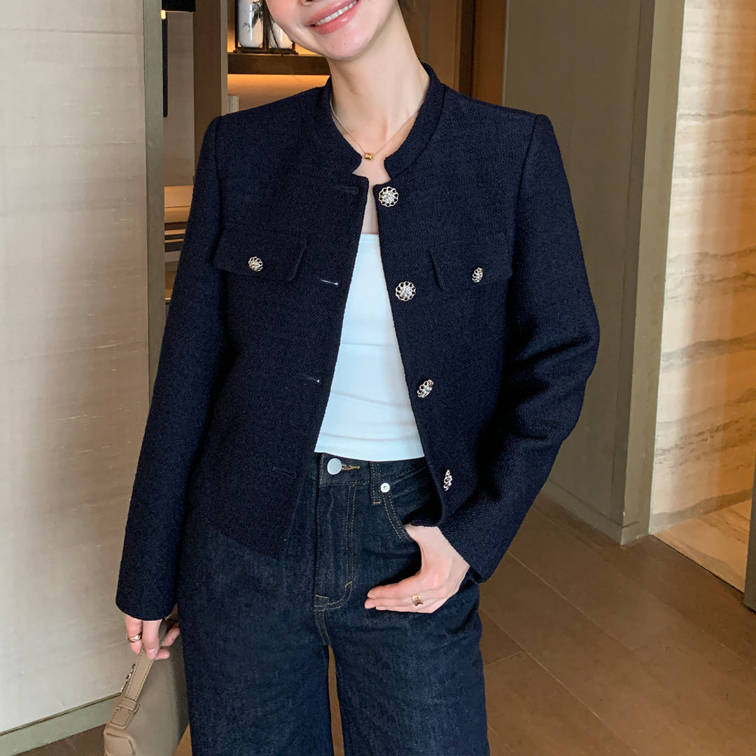 Damen Elegante Tweedjacke mit goldenen Knöpfen Echoarchiv