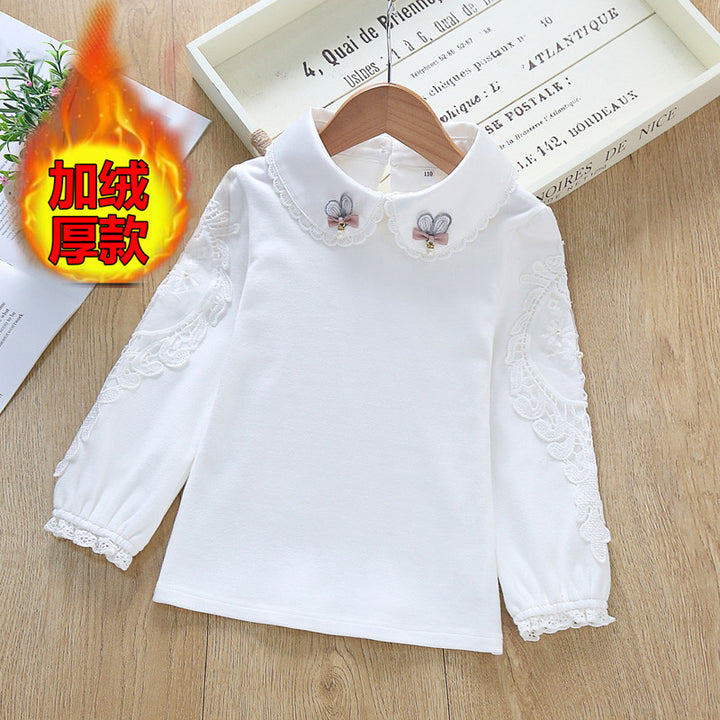 Mädchen Bluse mit besticktem Kragen und zarten Tüllärmeln Echo Archiv