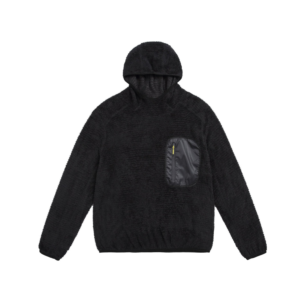 Unisex kuscheliger Kapuzen-Fleecepullover mit Brust-Reißverschlusstasche und elastischem Saum Echoarchiv