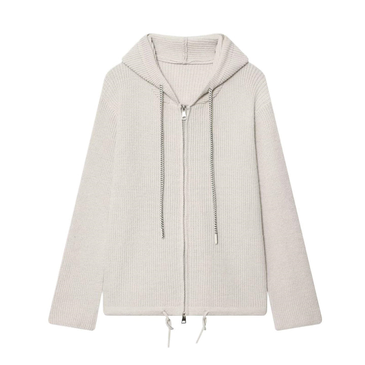 Damen Grobstrick-Kapuzenjacke mit Reißverschluss und Kordelzug Echo Archiv