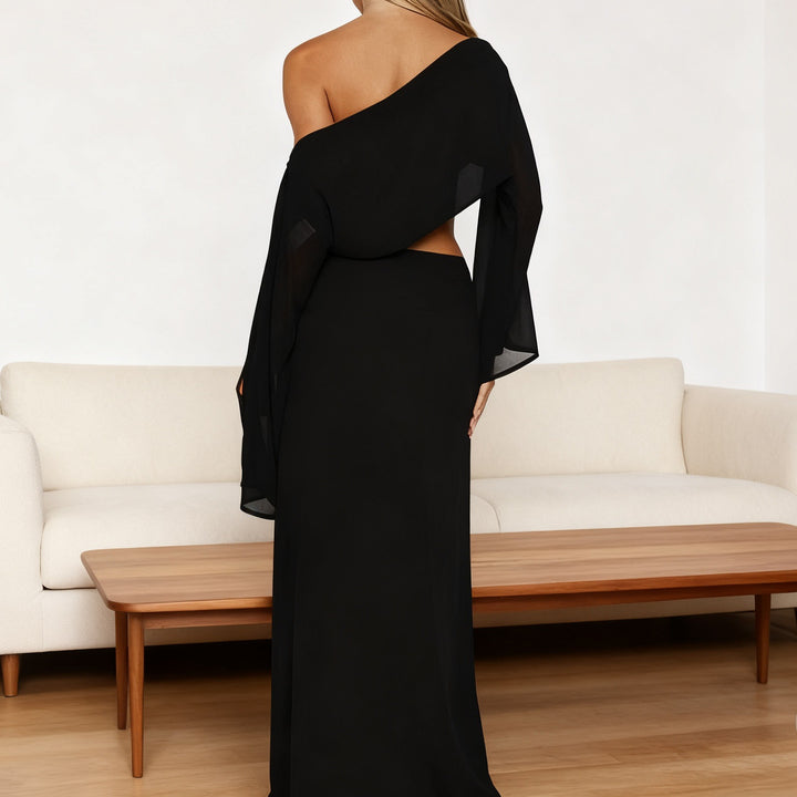 Damen Elegantes Maxi-Kleid mit asymmetrischem Schnitt und langem Arm Echo Archiv