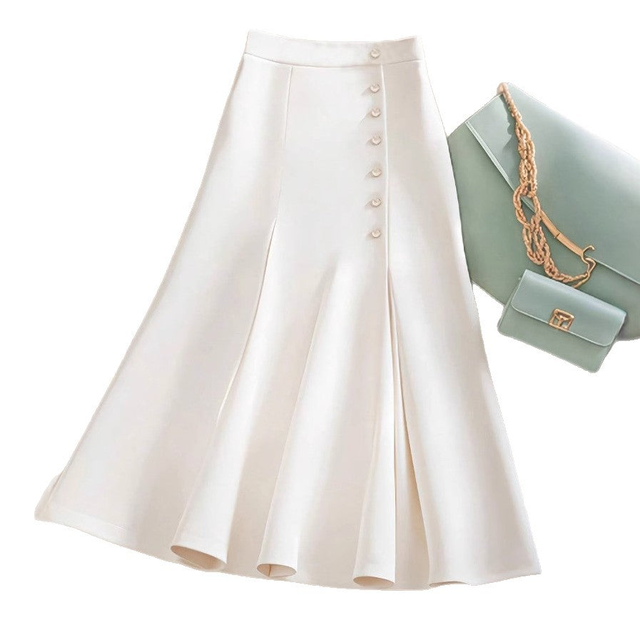 Damen Eleganter Midirock mit Knopfdetails und schwingendem Saum Echo Archiv