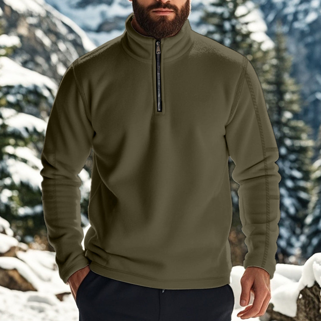 Herren kuscheliger Fleece-Pullover mit half-Zip und hohem Kragen Echoarchiv