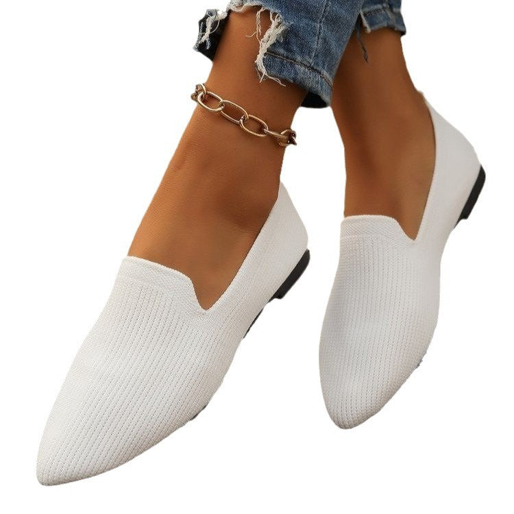 Damen Strick-Loafer mit spitzer Kappe und elastischem Einstieg Echoarchiv