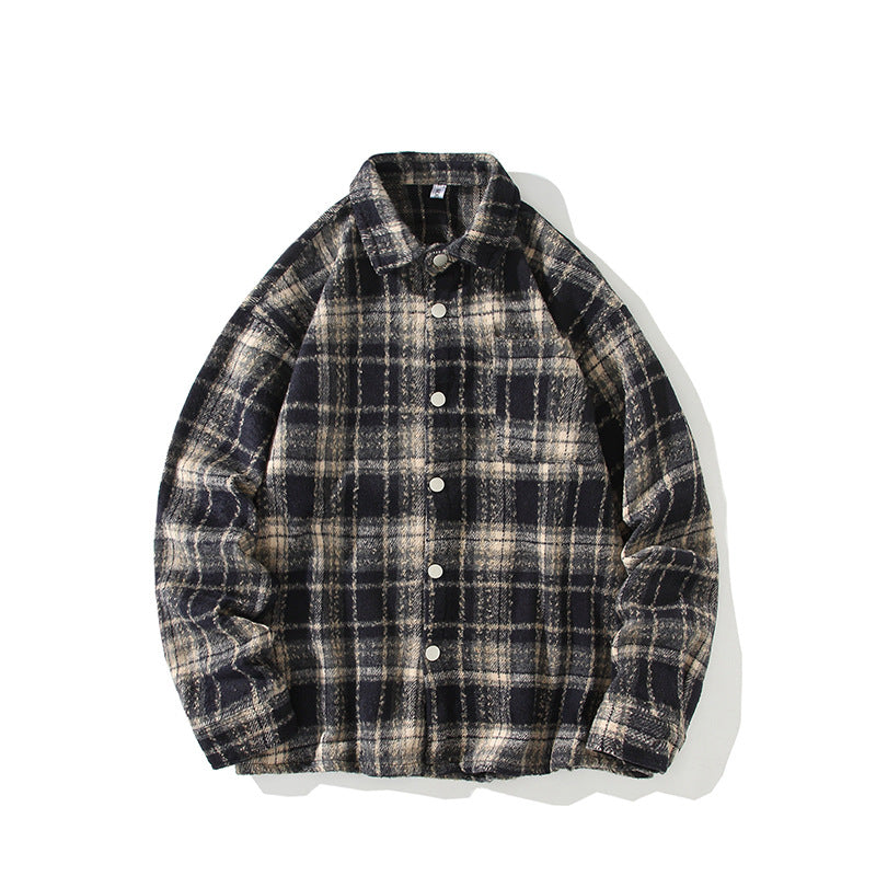 Herren Kariertes Flanell-Overshirt mit Druckknopffront und geradem Schnitt Echo Archiv