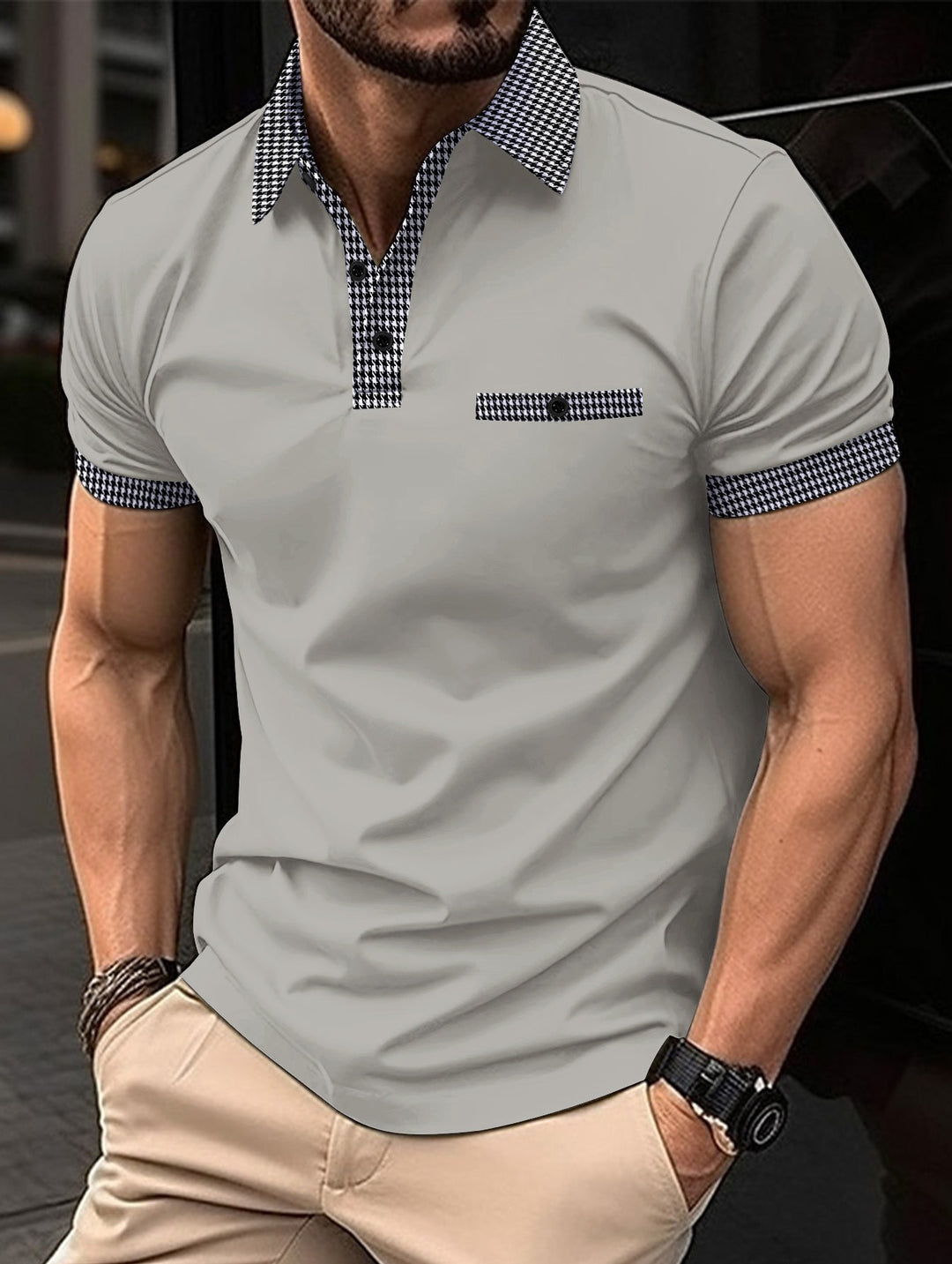 Herren Poloshirt mit modernem Kragen und Design-Akzenten Echoarchiv