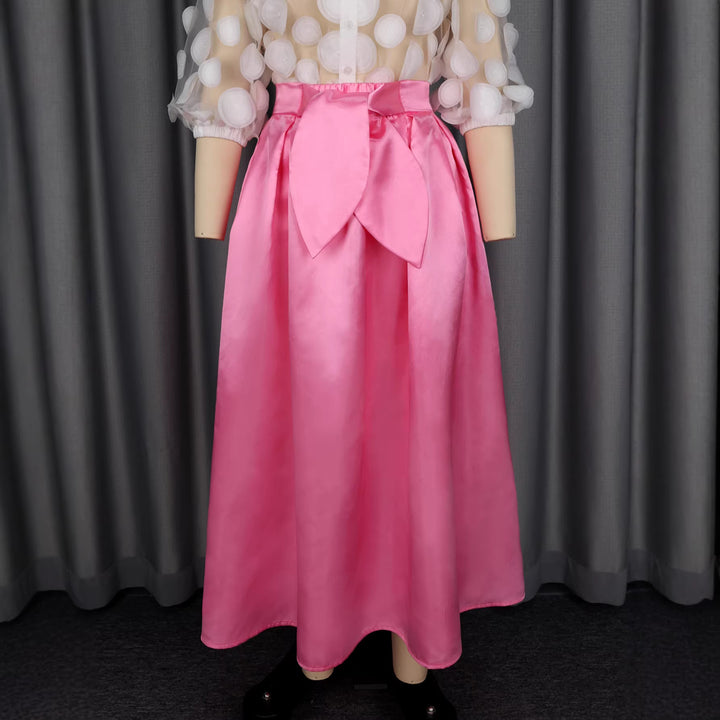 Damen Eleganter Satin-Rock mit breitem Bund und Schärpen-Detail Echo Archiv