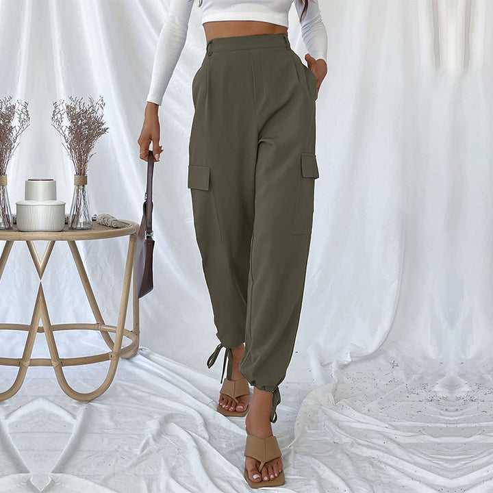 Damen High-Waist Cargo-Joggerhose mit Pattentaschen und Saum-Tunnelzug Echoarchiv
