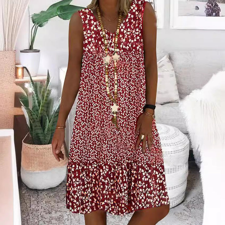 Damen luftiges Freizeitkleid mit verspieltem Blumenmuster und fließender Silhouette Echoarchiv