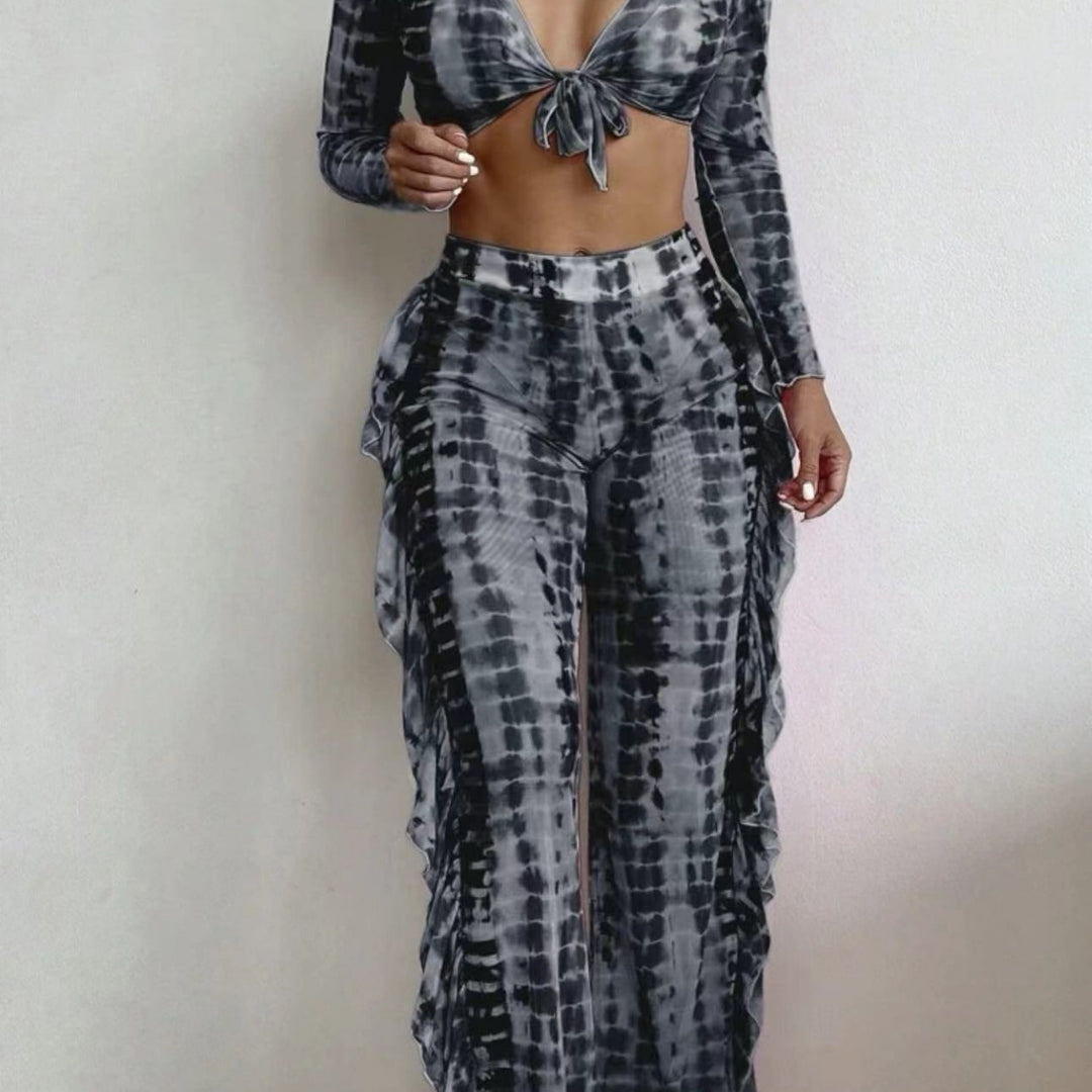 Damen Strandmode-Set mit verspieltem Wickeldesign und schimmernden Akzenten Echo Archiv