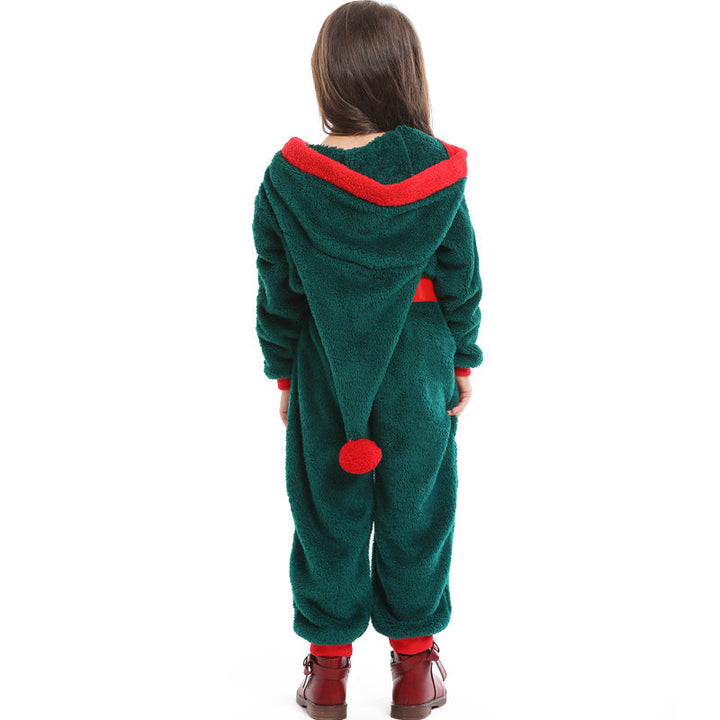 Mädchen kuscheliger Weihnachtsoverall mit Kapuze und Gürtel Echo Archiv