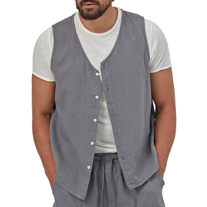 Herren ärmellose Weste mit Knopfleiste und bequemem Design Echoarchiv