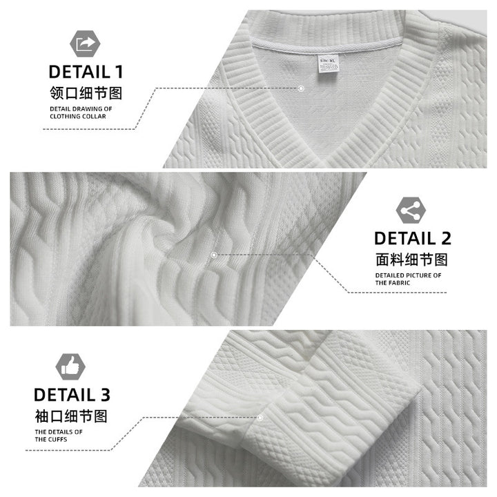 Herren nan Oversize Zopfmuster-Longpullover mit tiefem V-Ausschnitt und passender Strickhose Echo Archiv