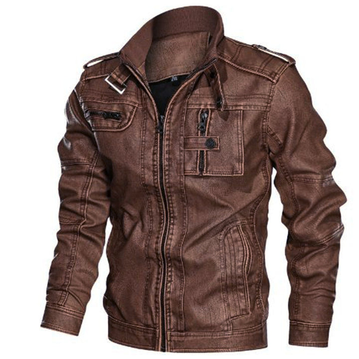 Herren Urbaner Kunstleder-Blouson mit Schulterklappen, Reißverschluss und Utility-Taschen Echoarchiv